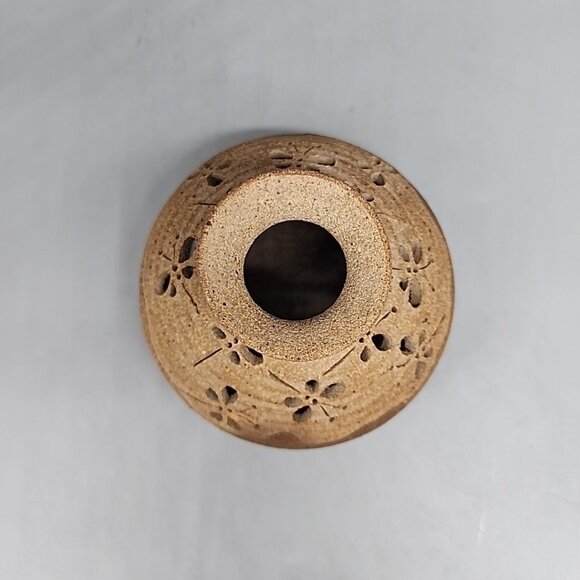 Stoneware Incense Burner Beige Butterfly 4" vase - Picture 4 of 6